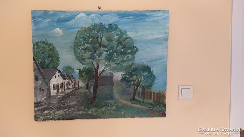 (K) Gáspár Sándor festmény Miskolc Tetemvár 57x68 cm. Hátul is szöveg...