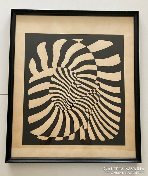 Victor Vasarely (1908-1997): Zebrák, szitanyomat, 55x50 cm