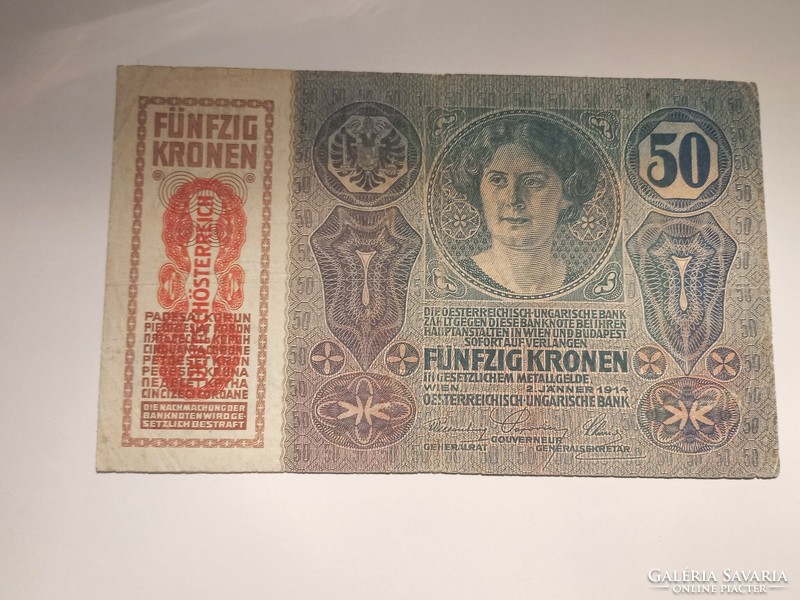 1914-es 50 Korona DÖ bélyegzett