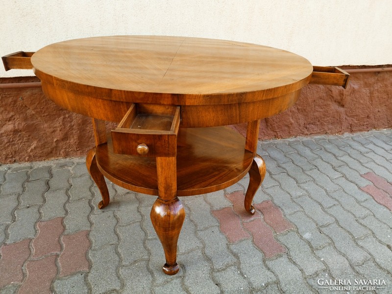 Beautiful, flawless, restored, antique game table / dining table with four small drawers