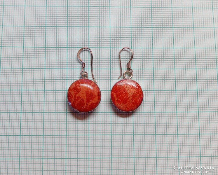 Silver coral earrings, 925 silver