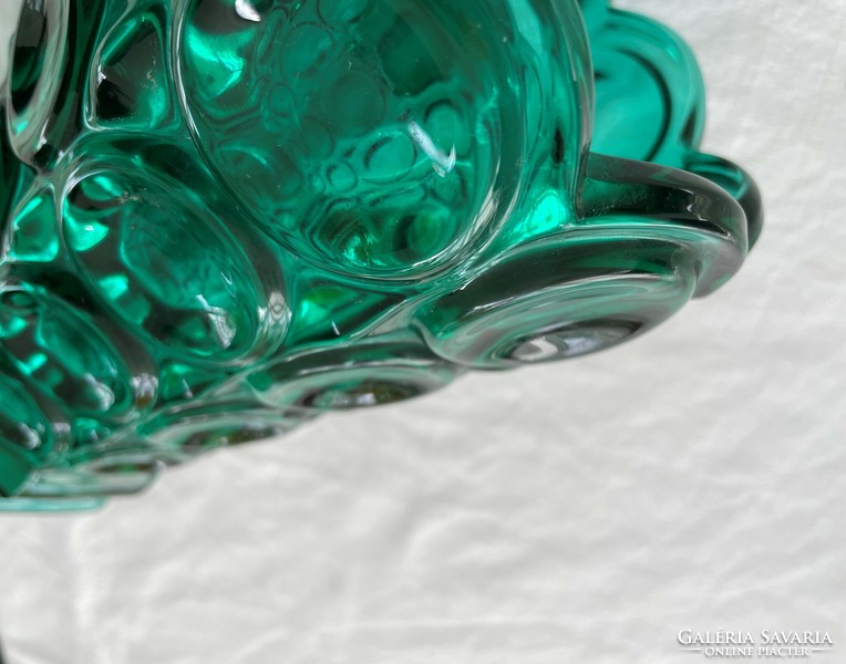 Retro, vintage green, Czech glass vase