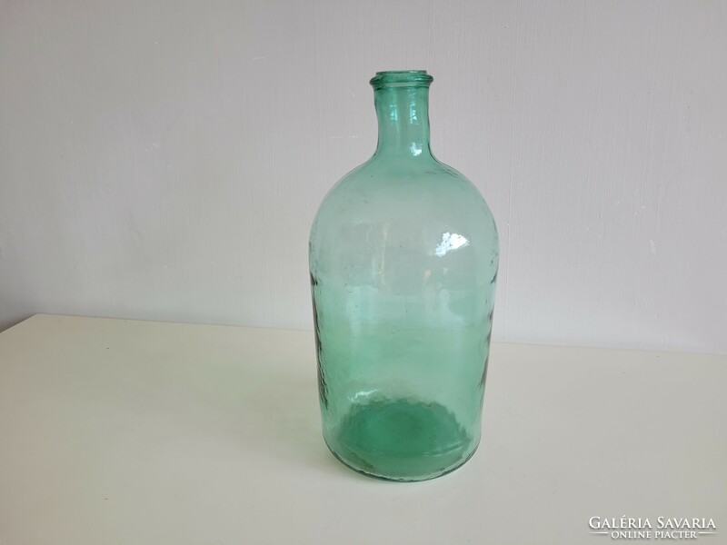Old Large Size 6 Liter Turquoise Green Lens Glass Bottle Cone Bottom Balloon Bottle Decoration