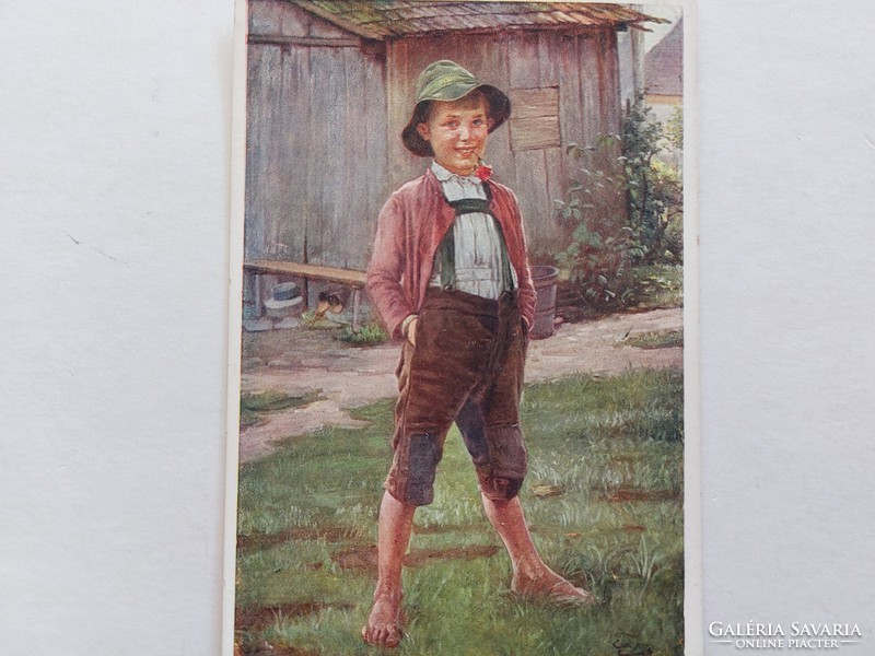 Old postcard art postcard little boy