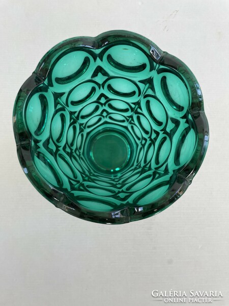 Retro, vintage green, Czech glass vase