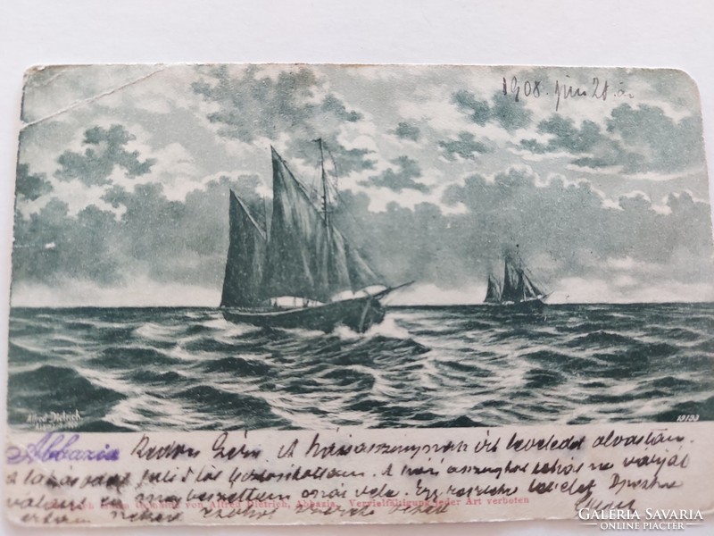 Old postcard 1908 postcard ships sea