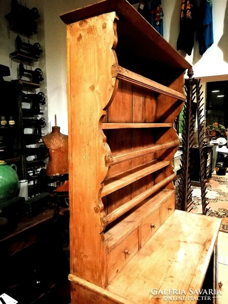 Sideboard, 19th century natural wood, pure pine folk kitchen furniture, antique sideboard