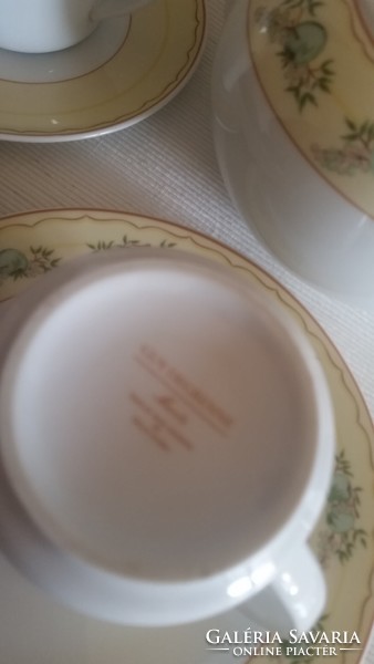 Guy Degrenne porcelán reggeliző készlet 2 személynek, zöldalma minta
