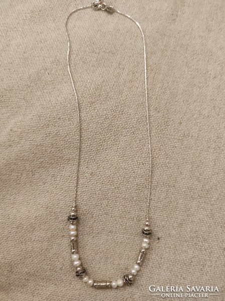 Israeli silver necklace with white pearls