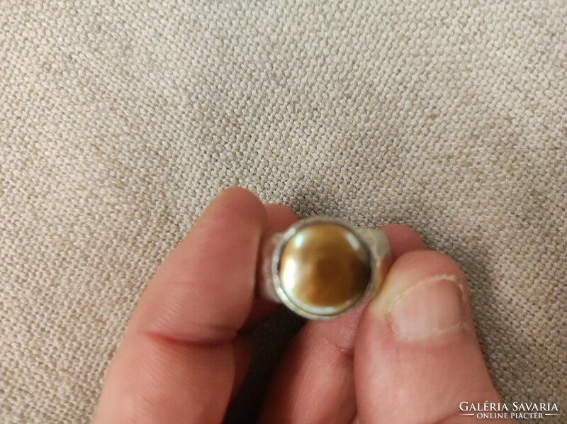 Ezüst gyűrű barna gyöngygyel  (Silpada)