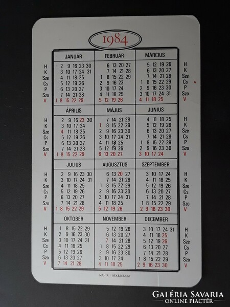 Old card calendar 1984 - state book distribution company with inscription - retro calendar