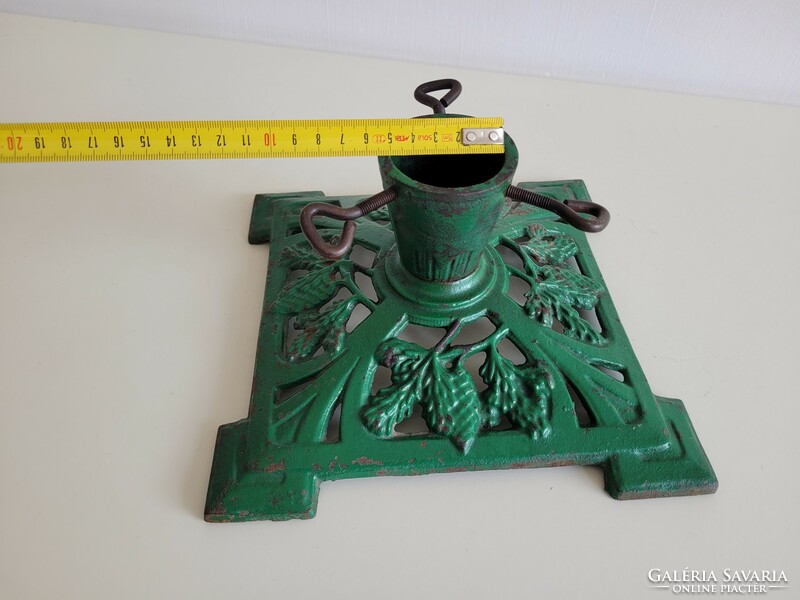Old Art Nouveau cone and pine branch pattern cast iron iron Christmas tree base