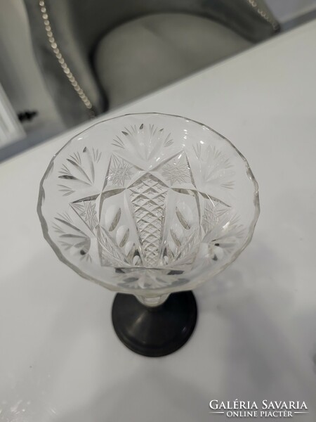 Antique crystal vase with base