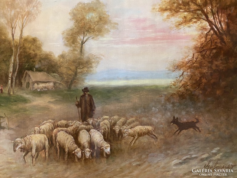 Ernő Gebauer: large landscape - oil on canvas