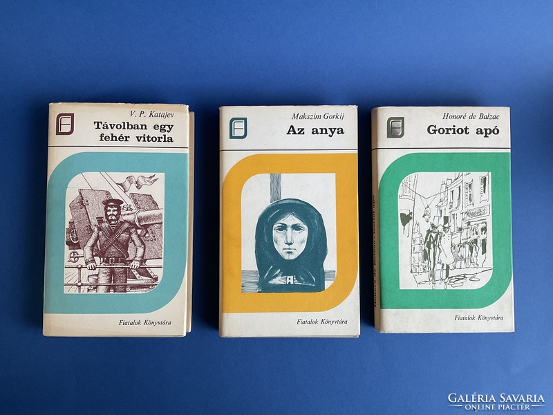 3 pcs together Gorky: mother Balzac: goriot father Kataev: in the distance a white sail