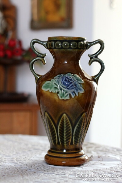 Antique majolica vase, villeroy & boch schramberg (?)