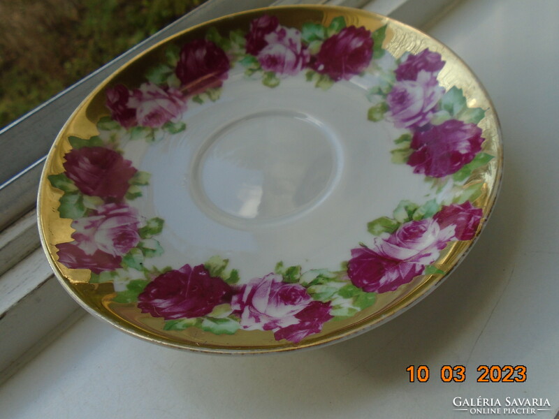 Altwien empire spectacular rose-patterned, opulently gilded, hand-numbered tea cup with coaster