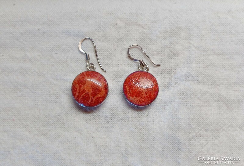 Silver coral earrings, 925 silver