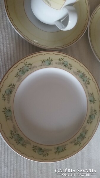 Guy degrenne porcelain breakfast set for 2, green apple pattern