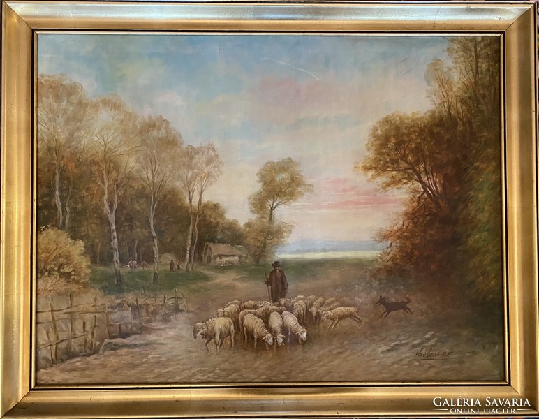 Ernő Gebauer: large landscape - oil on canvas
