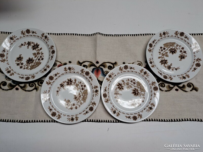Retro Alföldi porcelán barna indamintás sütis tányér 19 cm