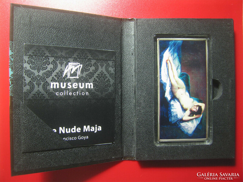 2014 Solomon islands $1 proof silver plated nude maja f. Goya book+coa