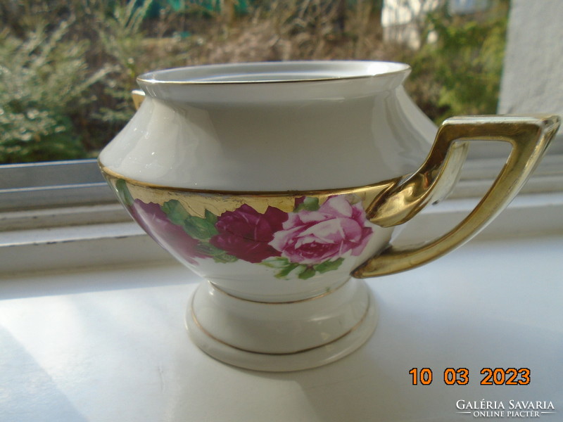 Altwien empire spectacular rose-patterned, opulently gold-plated, hand-numbered footed sugar bowl