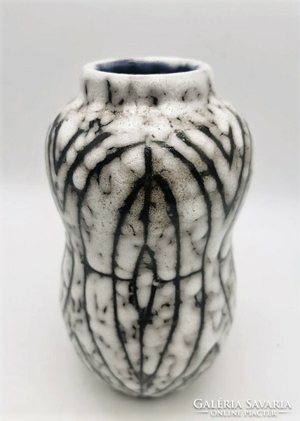 Retro vase from Hódmezővásárhely, Hungarian applied art ceramics, 20 cm