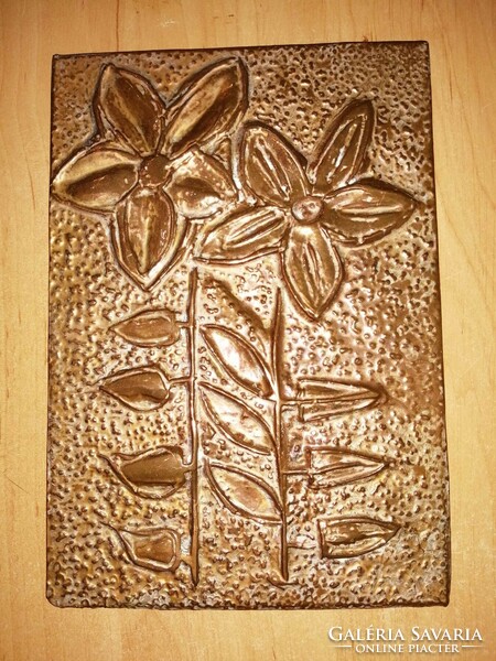 Virág mintás réz falikép 15*21 cm (z)