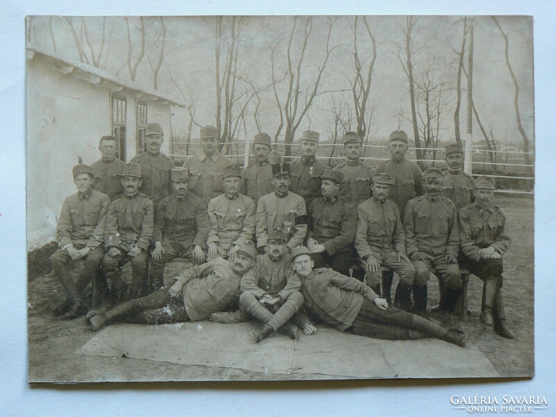 Museum historical relic, photo of a squadron around 1915, (first lieutenant in the middle with an officer's sword)