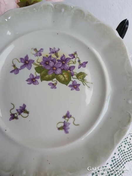 Rare Zsolnay porcelain iris Cluj rosy violet indigo pattern plate nostalgia heirloom