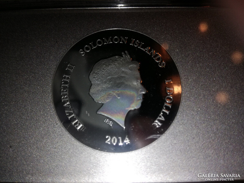 2014 Solomon islands $1 proof silver plated nude maja f. Goya book+coa