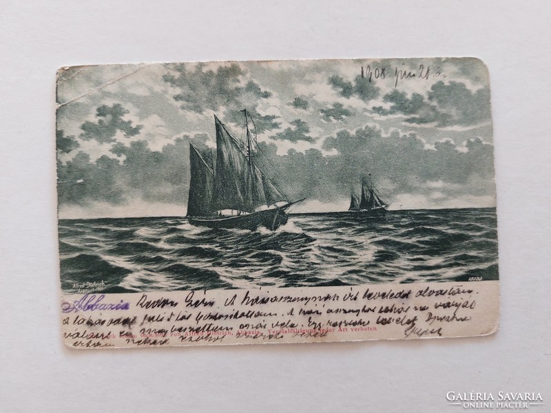 Old postcard 1908 postcard ships sea