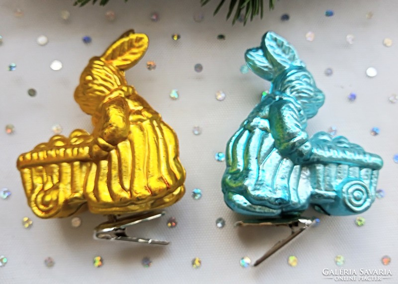 Plastic bunny Easter or Christmas tree decoration with clips 7cm