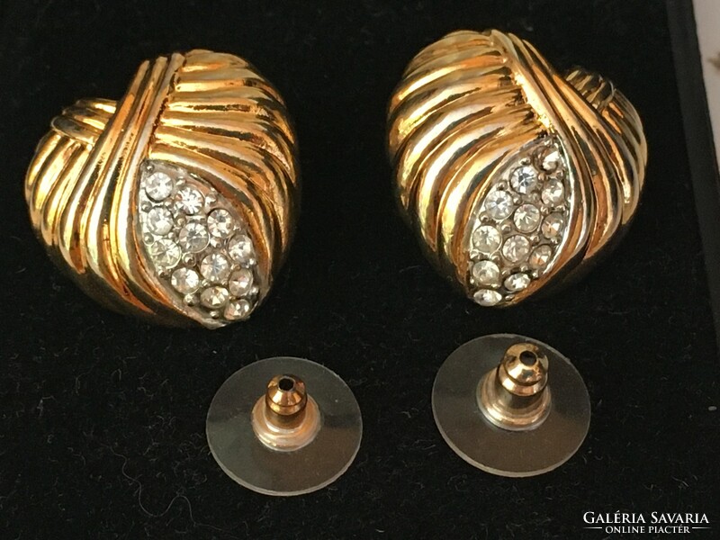 Ellen kiam marked earrings - gilded heart, with fake 