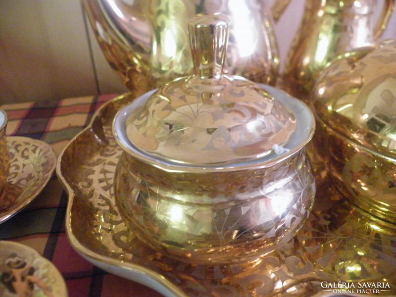 Old tk thun (Czechoslovakia) richly gilt, marked, hand painted, 6 r. Porcelain coffee set