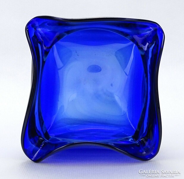 1M186 Gyönyörű muránoi kék üveg tálka hamutál