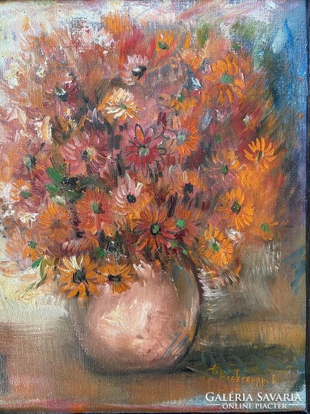 Vladimir aleksandrov (Serbia) floral still life - oil on canvas