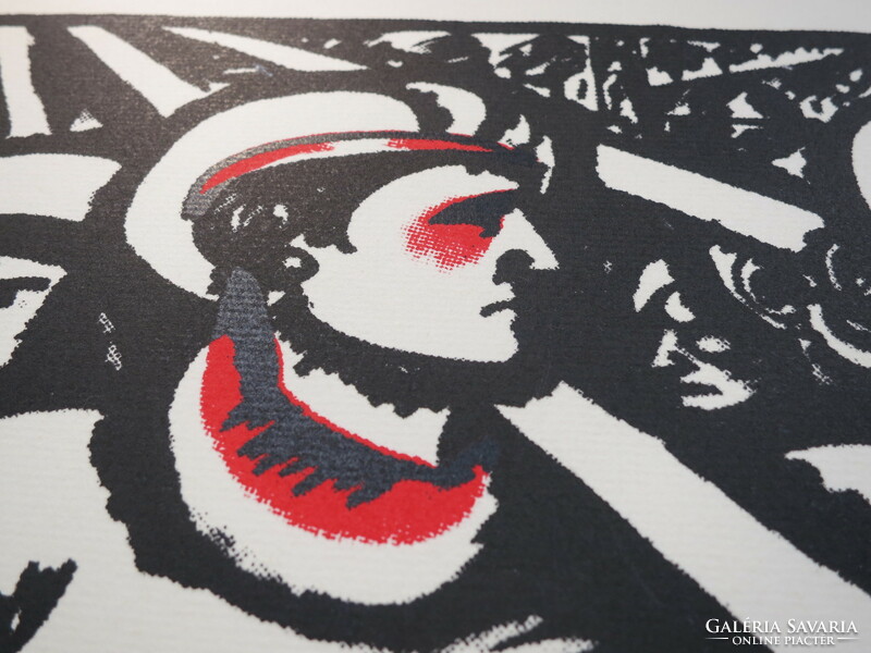 Béla Uitz (1887-1972): red soldiers forward! - Screen print of the Pest workshop