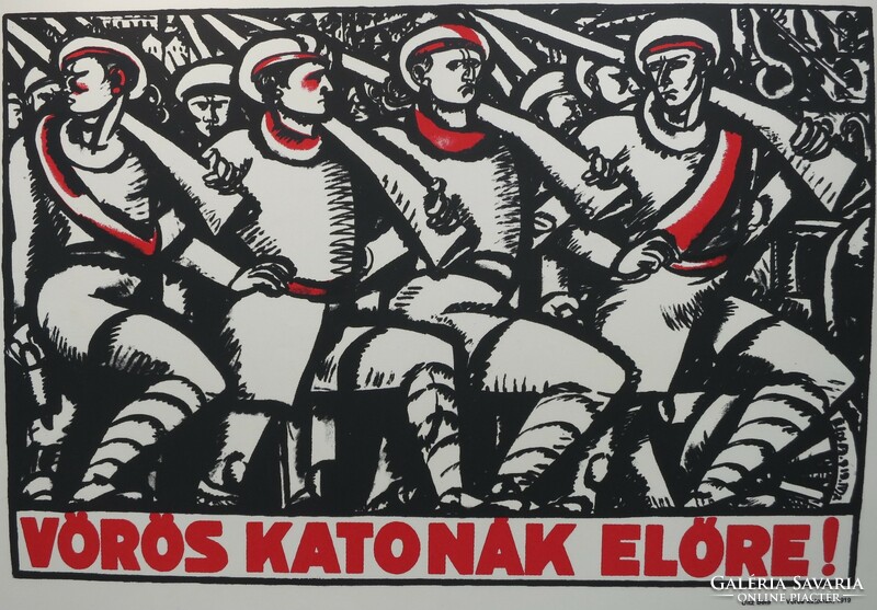 Béla Uitz (1887-1972): red soldiers forward! - Screen print of the Pest workshop