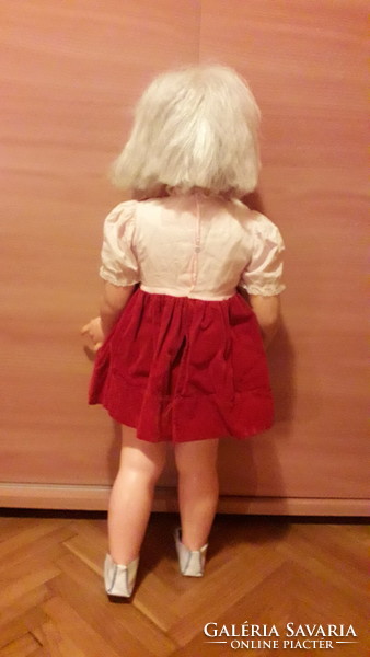 Retro walking doll, walking doll, life-size, with original clothes, plastic/rubber body.