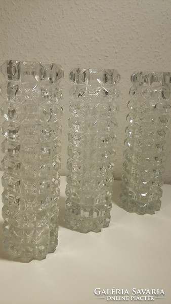 Old, retro cast, polished glass vase, cylindrical shape