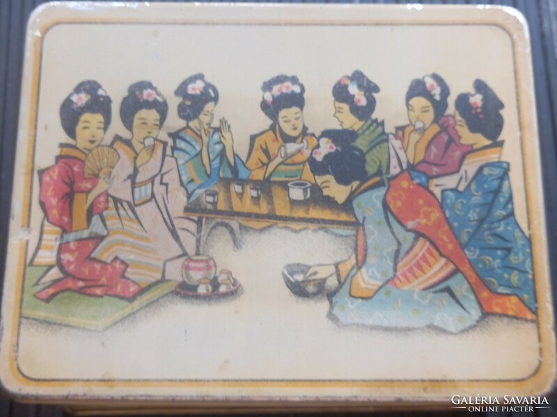 Fratelli designer bp. Ferencziek terei coffee-tea merchant tray / metal box with a Japanese/oriental scene