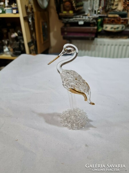 Iparmüvészeti üveg madár figura