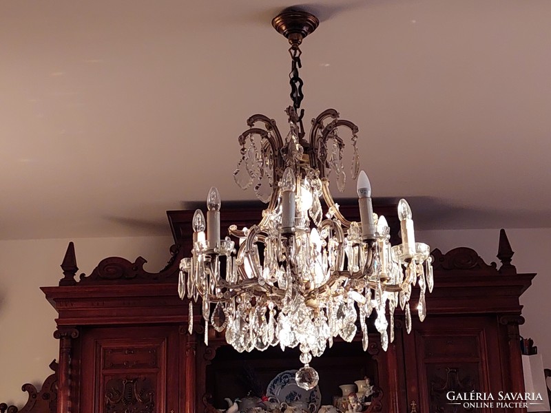 Mària terèzia crystal chandelier 8+ 1 burner from the 1900s works perfectly!