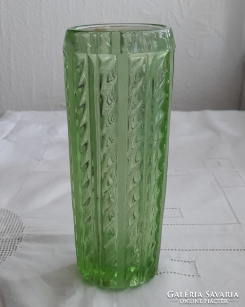 Vintage thick-walled green glass vase
