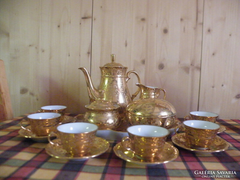 Old tk thun (Czechoslovakia) richly gilt, marked, hand painted, 6 r. Porcelain coffee set