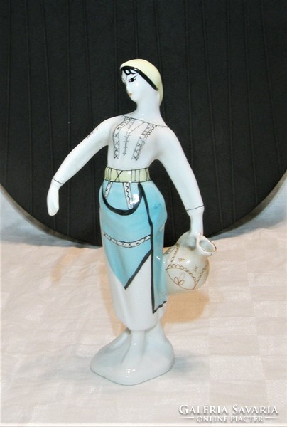 Water barrel girl with jug - retro Soviet porcelain 21 cm