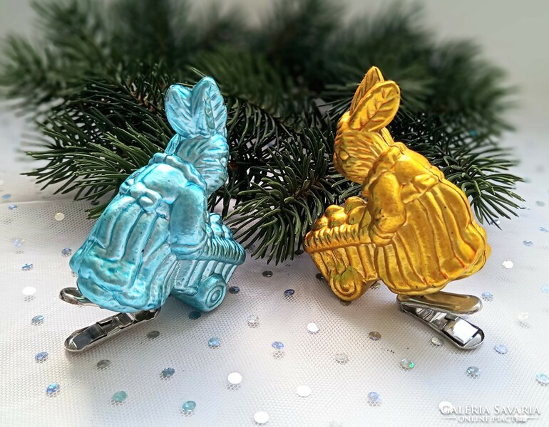 Plastic bunny Easter or Christmas tree decoration with clips 7cm