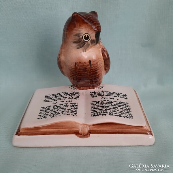 Hungarian ceramics, Bodrogkeresztúr scientist owl, reading owl figure